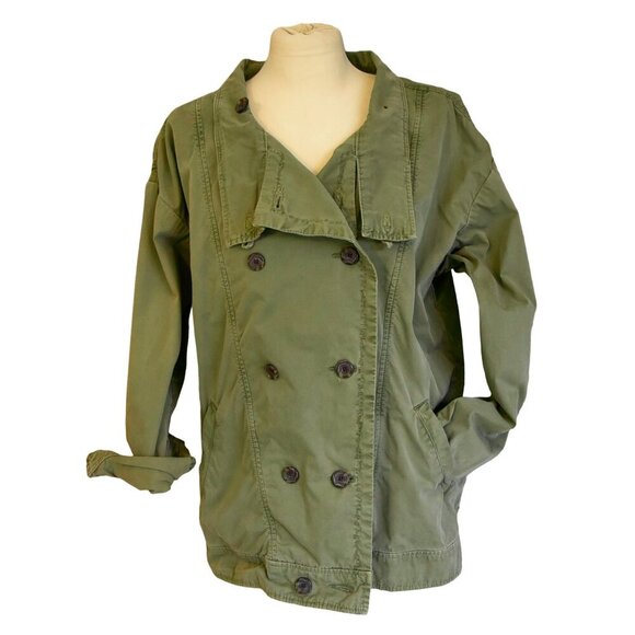 Lucky Brand Green Double Breasted Chore Jacket | Women’s S Utility Trench - Picture 1 of 8